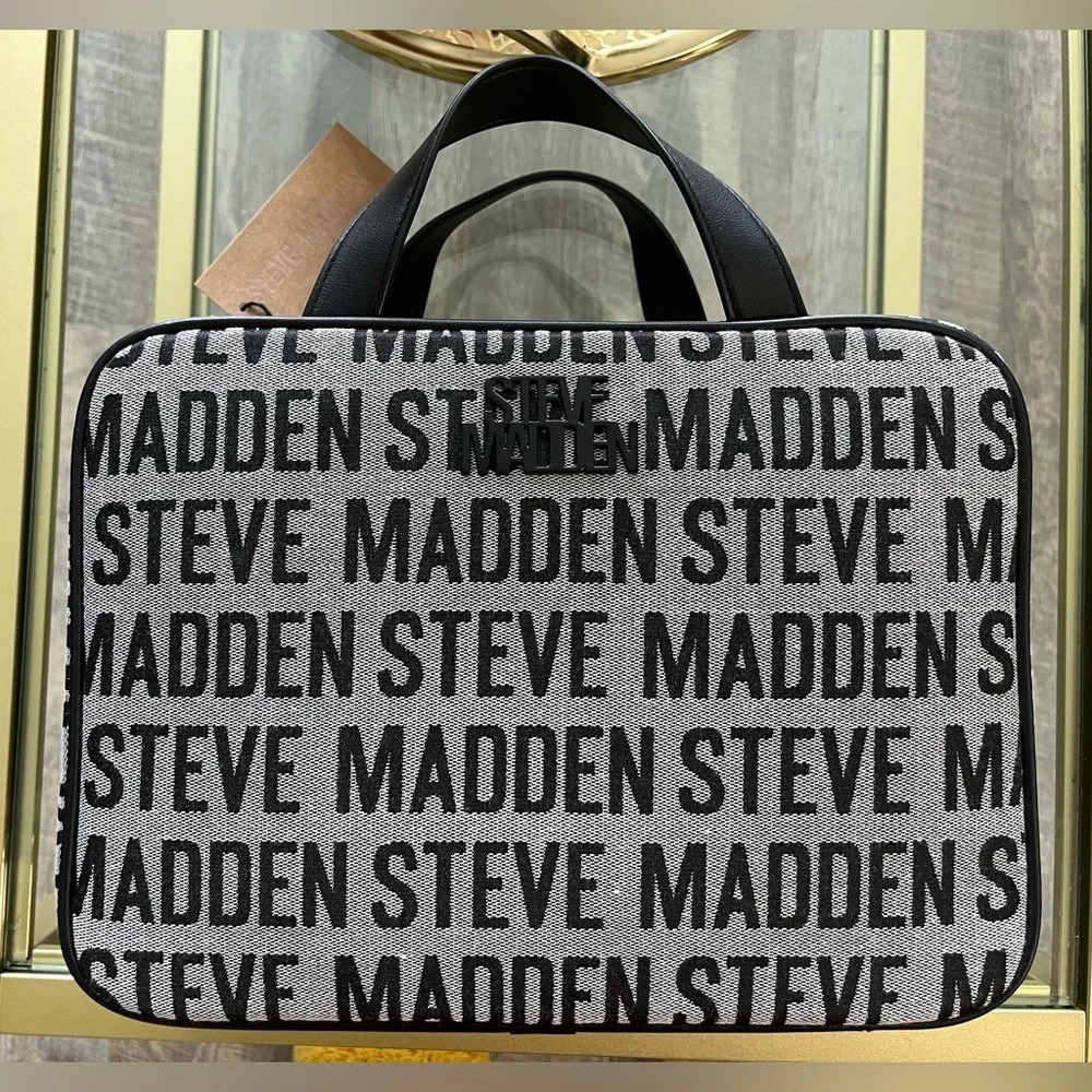 Steve Madden Black Logo Weekender Cosmetic Bag NWT
